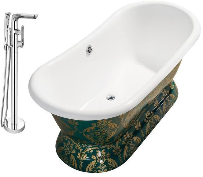 tub shower bathroom ideas Streamline Bath Set of Bathroom Tub and Faucet Green, Gold Soaking Freestanding Tub