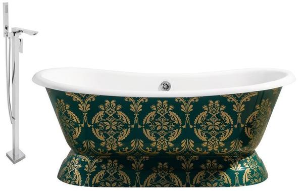 bear in bathtub Streamline Bath Set of Bathroom Tub and Faucet Green, Gold Soaking Freestanding Tub