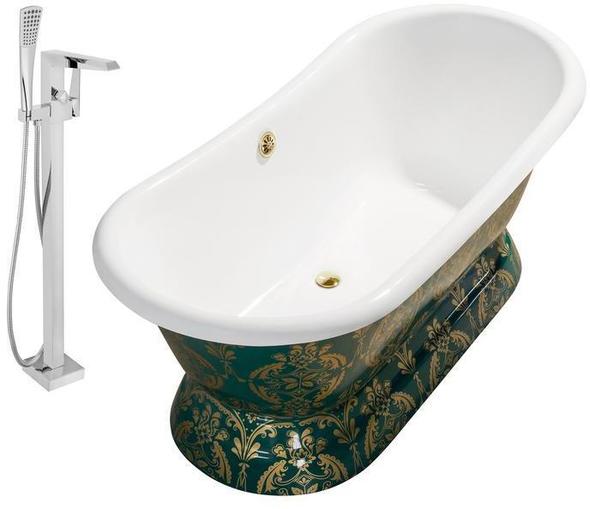 best tub Streamline Bath Set of Bathroom Tub and Faucet Green, Gold Soaking Freestanding Tub