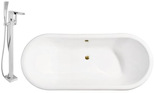 best tub Streamline Bath Set of Bathroom Tub and Faucet Green, Gold Soaking Freestanding Tub