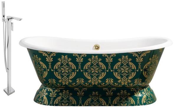 roll in bathtub Streamline Bath Set of Bathroom Tub and Faucet Green, Gold Soaking Freestanding Tub