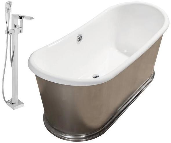 freestanding bath installation Streamline Bath Set of Bathroom Tub and Faucet Silver Soaking Freestanding Tub