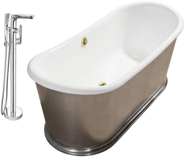 59 inch bathtub Streamline Bath Set of Bathroom Tub and Faucet Silver Soaking Freestanding Tub