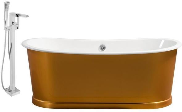 new bathtub drain stopper Streamline Bath Set of Bathroom Tub and Faucet Gold Soaking Freestanding Tub