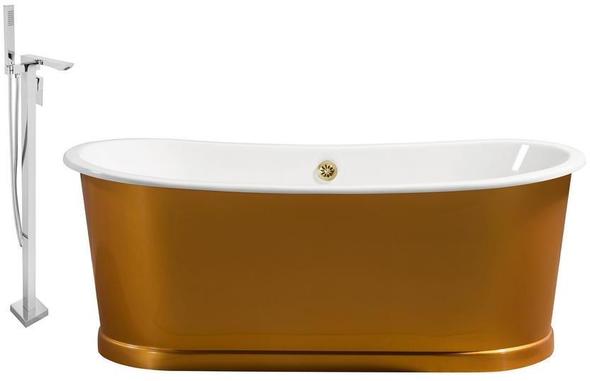 bathtub with stand for adults Streamline Bath Set of Bathroom Tub and Faucet Gold Soaking Freestanding Tub