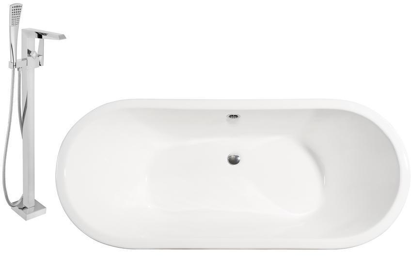 double ended freestanding bath Streamline Bath Set of Bathroom Tub and Faucet Chrome  Soaking Freestanding Tub
