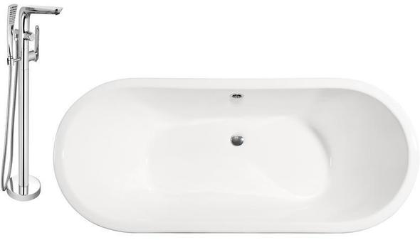 bathtub for two Streamline Bath Set of Bathroom Tub and Faucet Chrome  Soaking Freestanding Tub