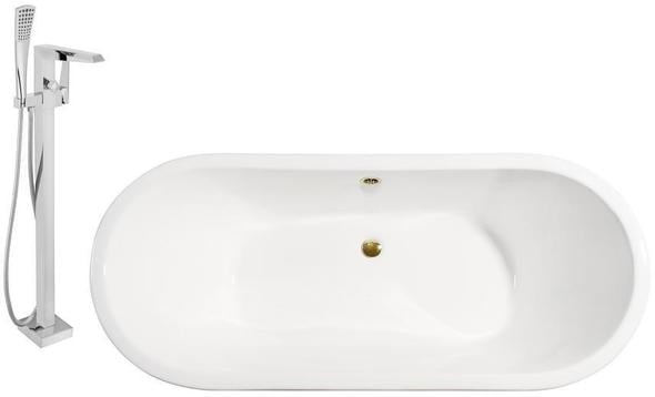 freestanding tub and shower ideas Streamline Bath Set of Bathroom Tub and Faucet Chrome  Soaking Freestanding Tub