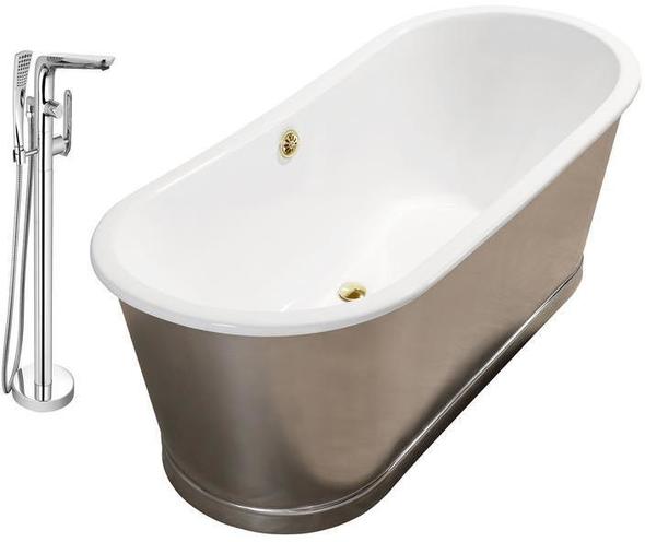 bathroom with jacuzzi ideas Streamline Bath Set of Bathroom Tub and Faucet Chrome  Soaking Freestanding Tub