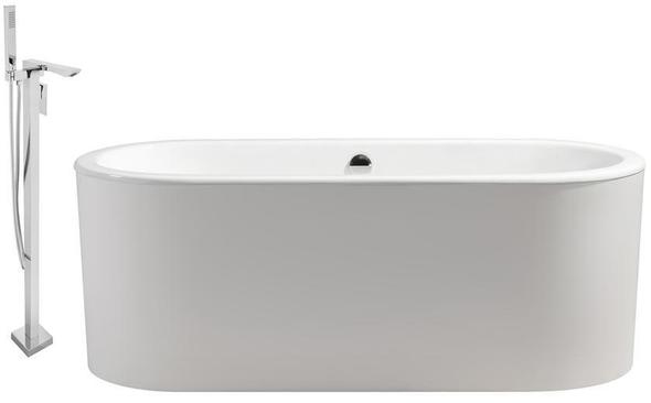 double ended tub Streamline Bath Set of Bathroom Tub and Faucet White Soaking Freestanding Tub