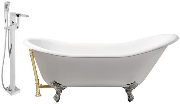 deep soak overflow drain Streamline Bath Set of Bathroom Tub and Faucet White Soaking Clawfoot Tub