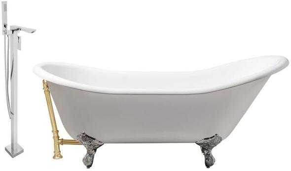 feet in bathtub Streamline Bath Set of Bathroom Tub and Faucet White Soaking Clawfoot Tub