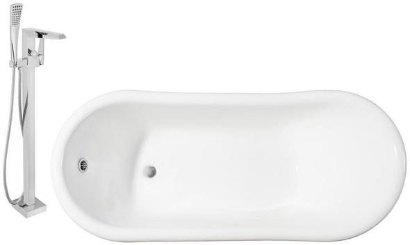 jacuzzi ideas in bathroom Streamline Bath Set of Bathroom Tub and Faucet White Soaking Clawfoot Tub