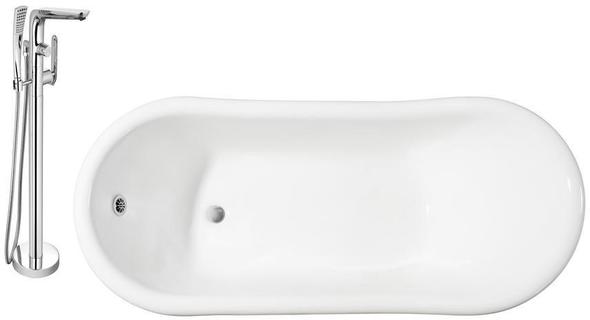 shower over freestanding bath ideas Streamline Bath Set of Bathroom Tub and Faucet White Soaking Clawfoot Tub