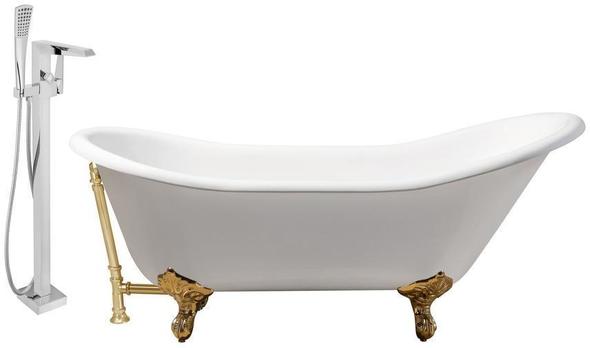 solid freestanding bath Streamline Bath Set of Bathroom Tub and Faucet White Soaking Clawfoot Tub