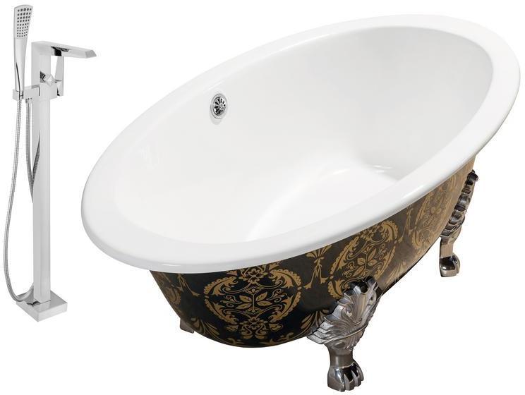 4 inch tub faucet Streamline Bath Set of Bathroom Tub and Faucet Green, Gold Soaking Clawfoot Tub