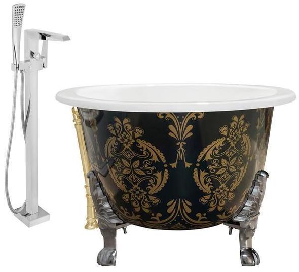 resin tub Streamline Bath Set of Bathroom Tub and Faucet Green, Gold Soaking Clawfoot Tub