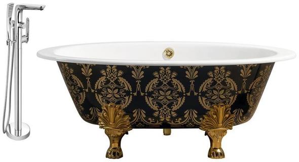 fitting bath overflow Streamline Bath Set of Bathroom Tub and Faucet Green, Gold Soaking Clawfoot Tub