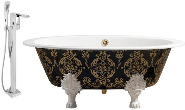 free standing tub with shower ideas Streamline Bath Set of Bathroom Tub and Faucet Green, Gold Soaking Clawfoot Tub