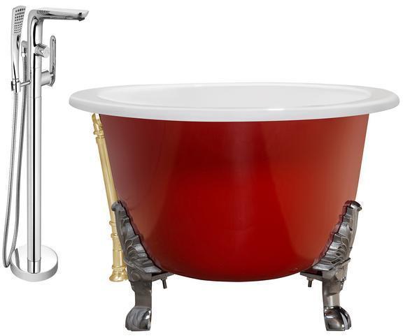 clawfoot tub garden ideas Streamline Bath Set of Bathroom Tub and Faucet Red Soaking Clawfoot Tub