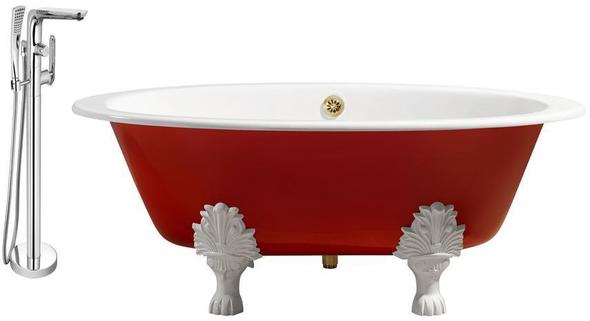 bathtub jacuzzi with shower Streamline Bath Set of Bathroom Tub and Faucet Red Soaking Clawfoot Tub