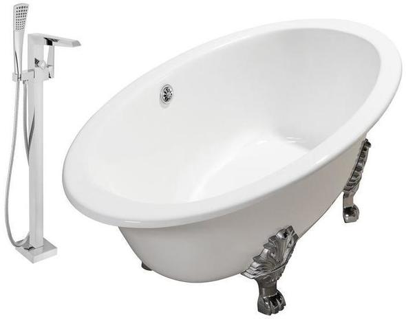 shower doors for bath tubs Streamline Bath Set of Bathroom Tub and Faucet White Soaking Clawfoot Tub