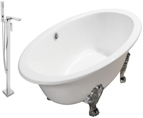 bathtub foot stopper Streamline Bath Set of Bathroom Tub and Faucet White Soaking Clawfoot Tub