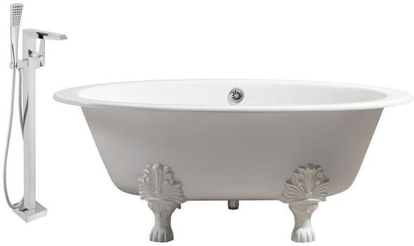 foot tubs Streamline Bath Set of Bathroom Tub and Faucet White Soaking Clawfoot Tub