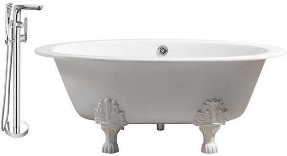 cedar wood bathtub Streamline Bath Set of Bathroom Tub and Faucet White Soaking Clawfoot Tub