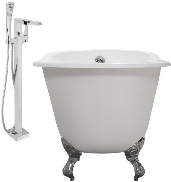 1 piece tub Streamline Bath Set of Bathroom Tub and Faucet White Soaking Clawfoot Tub