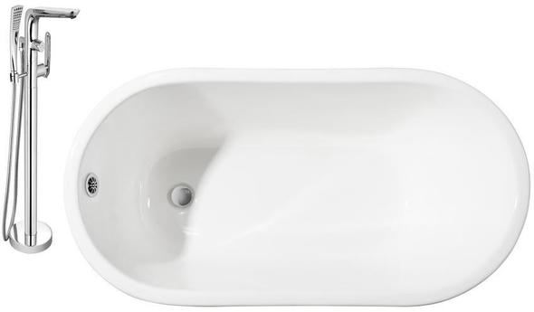 freestanding wood tub Streamline Bath Set of Bathroom Tub and Faucet White Soaking Clawfoot Tub