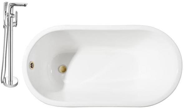 resin freestanding bath Streamline Bath Set of Bathroom Tub and Faucet White Soaking Clawfoot Tub