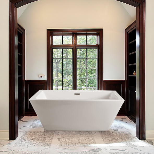  Streamline Bath Bathroom Tub Free Standing Bath Tubs White Soaking Freestanding Tub