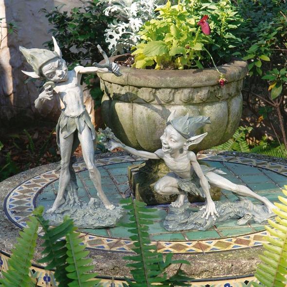 wood table and bench set outdoor Toscano Garden Décor > Fantasy Figures & Statues > Fairy Garden Statues