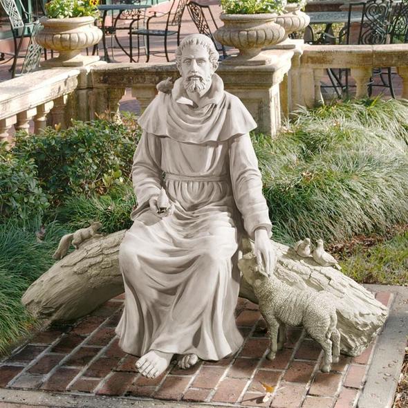 dog garden statue Toscano Garden Décor > Religious Statues for the Garden > Christian Statues