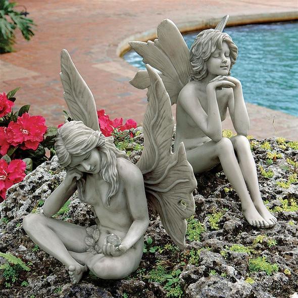 patio furniture with a bench Toscano Garden Décor > Fantasy Figures & Statues > Fairy Garden Statues
