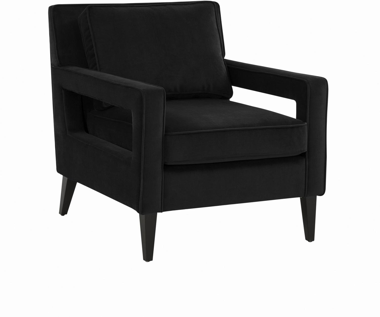 charcoal velvet armchair Tov Furniture Accent Chairs Black