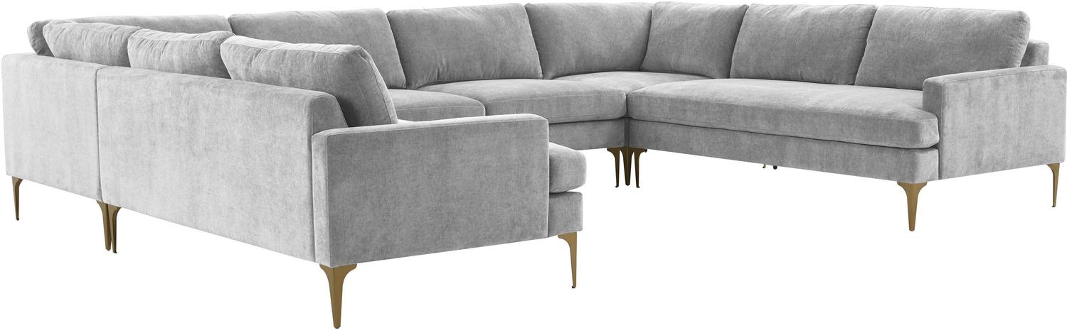 green velvet l couch Tov Furniture Sectionals Grey