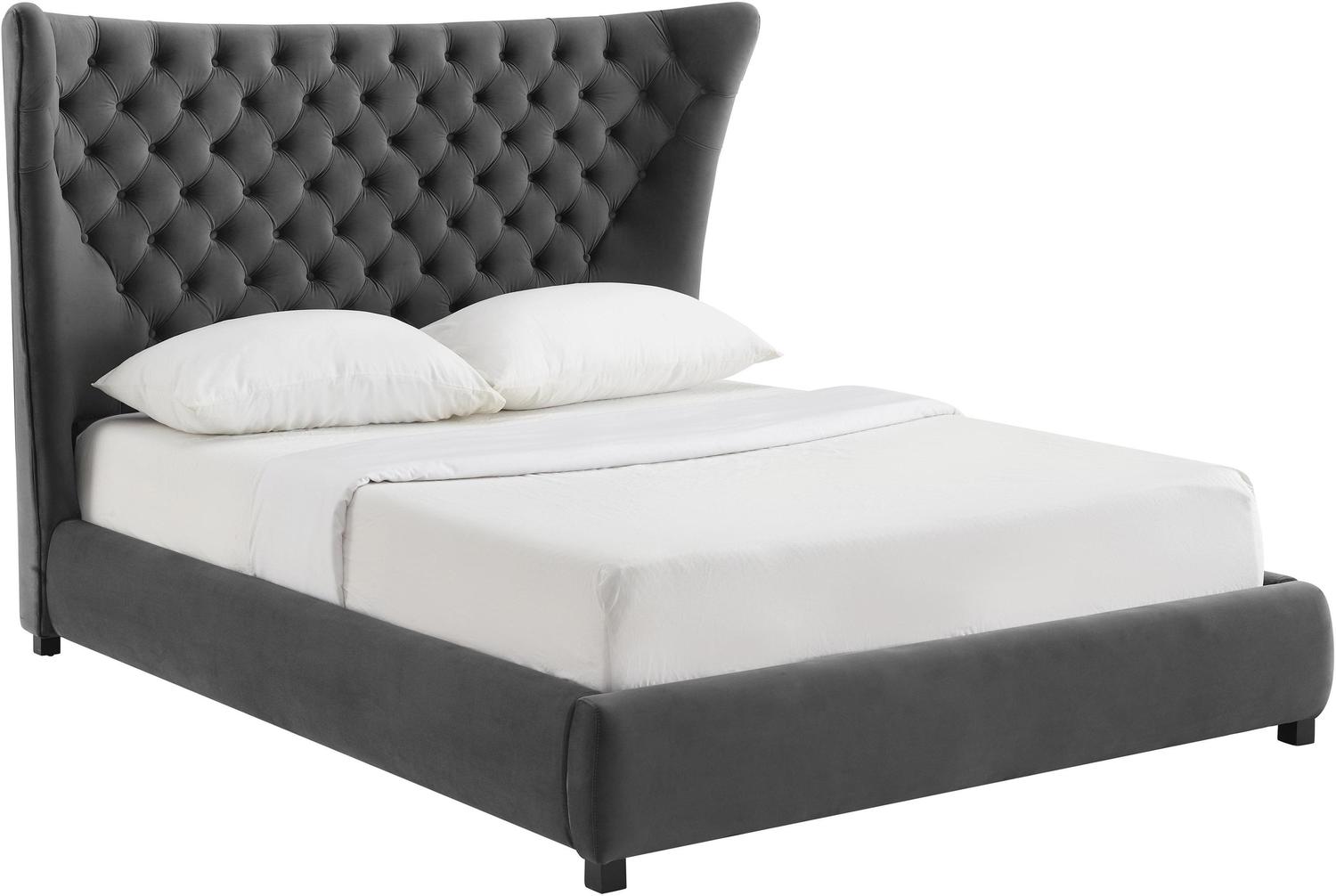 high profile queen bed frame with headboard Tov Furniture Beds Grey