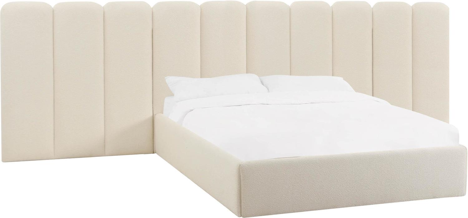 queen headboard with king mattress Tov Furniture Beds Cream