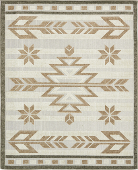beige and white rug Unique Loom Area Rugs Light Brown Machine Made; 10x8