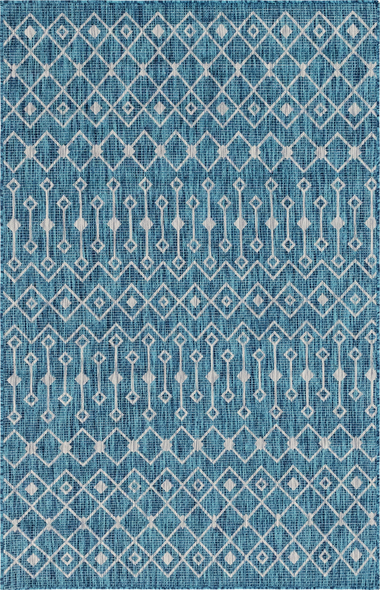cross rug Unique Loom Area Rugs Teal/Gray Machine Made; 8x5
