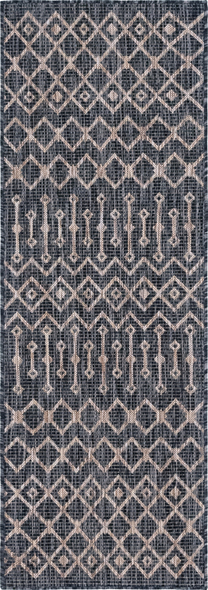 blue area rug 5x7 Unique Loom Area Rugs Charcoal Gray/Beige Machine Made; 6x2
