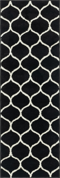 blue white gray rug Unique Loom Area Rugs Black Machine Made; 6x2