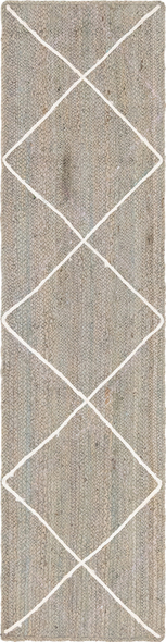 tufted runner rug Unique Loom Area Rugs Gray/Ivory Hand Braided; 8x2