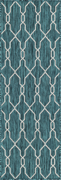 5x7 entryway rug Unique Loom Area Rugs Teal/Ivory Machine Made; 6x2