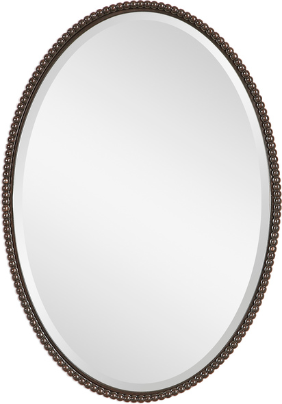 tall mirror wood Uttermost Modern Oval Mirrors Beaded Metal Frame Finished In A Lightly Distressed Oil Rubbed Bronze Finish.