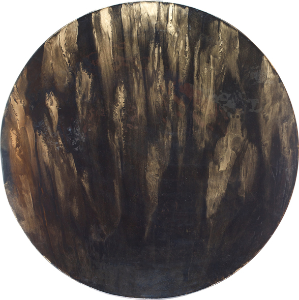art at home Uttermost Metal Wall Décor This Solid Iron Wall Disc Is Hand Painted In Ombre Brushstrokes Of Black And Bronze Tones Sealed With A Glossy Coating.