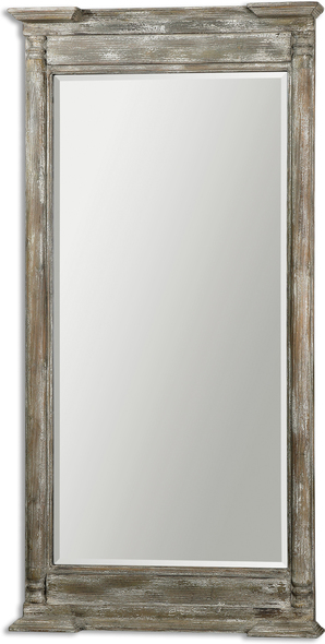 modern living room mirror ideas Uttermost Leaner Mirrors Weathered Wood Covered In A Distressed Ivory Gray Finish. NA