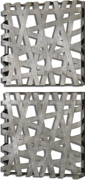 bed wall decor ideas Uttermost Metal Wall Art Hand Forged Metal Bands Finished In A Bright Silver Leaf. NA